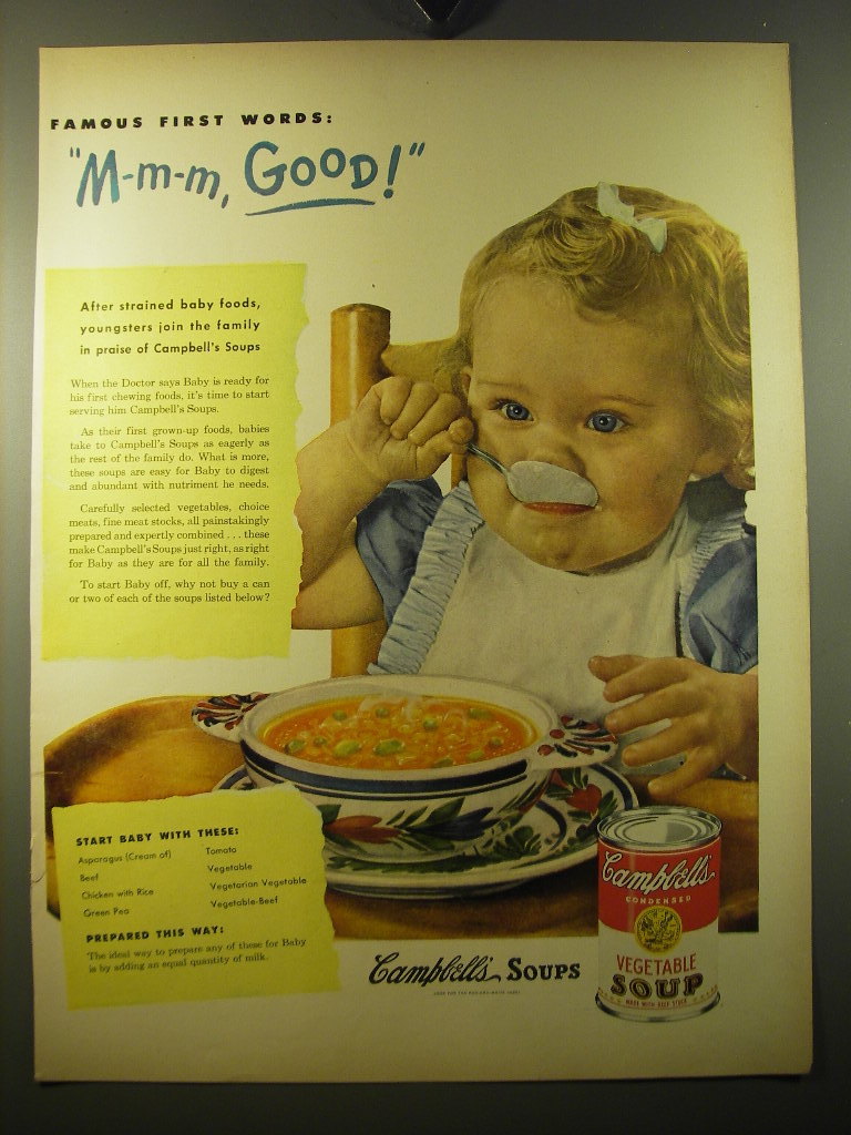 1950 Campbell's Vegetable Soup Ad - Famous first words: M-m-m, Good ...
