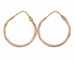 18K ROSE GOLD ROUND CIRCLE EARRINGS DIAMETER 15 MM WIDTH 1.7 MM, MADE IN ITALY image 1