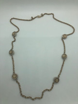 Ann Taylor Loft Long Chain Gold Colored and Gem Jeweled Elegant Necklace - $8.90