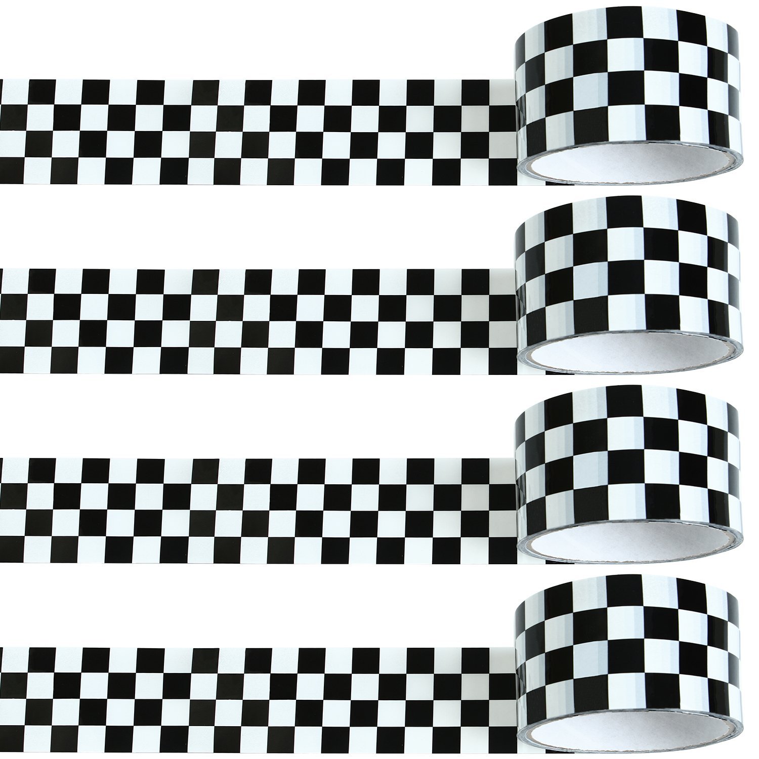 Resinta 4 Rolls (65 Yards) Checkered Tape Black and White Checkered