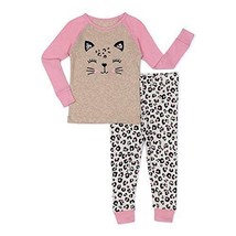 Wonder Nation Toddler Girls&#39; Cheetah 2-Piece Cotton Sleep Set, Beige Siz... - $13.09