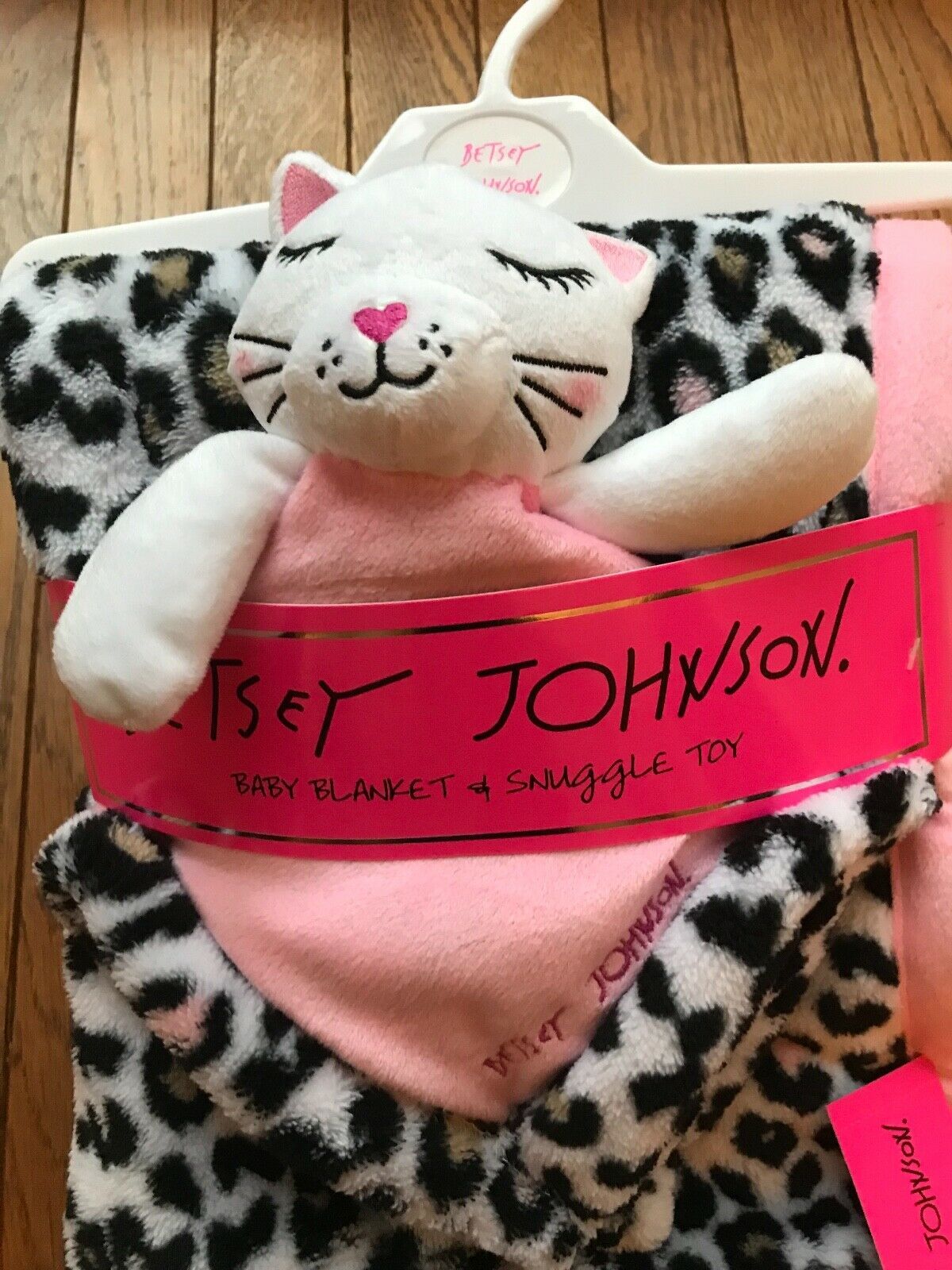 NWT BETSEY JOHNSON 2PC BABY BLANKET/SECURITY BLANKET LEOPARD PRINT