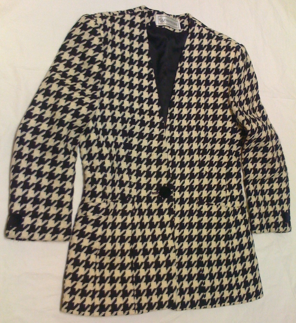 EVAN-PICONE Black and White Hounds Tooth Wool Jacket Sz 12 - Coats ...