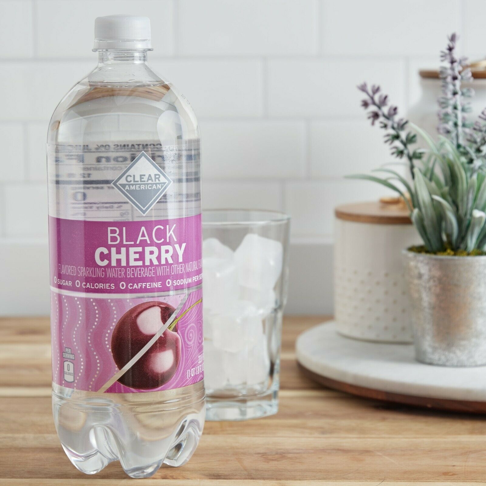 12Pack, Clear American Black Cherry Sparkling Water, 33.8 fl oz Water