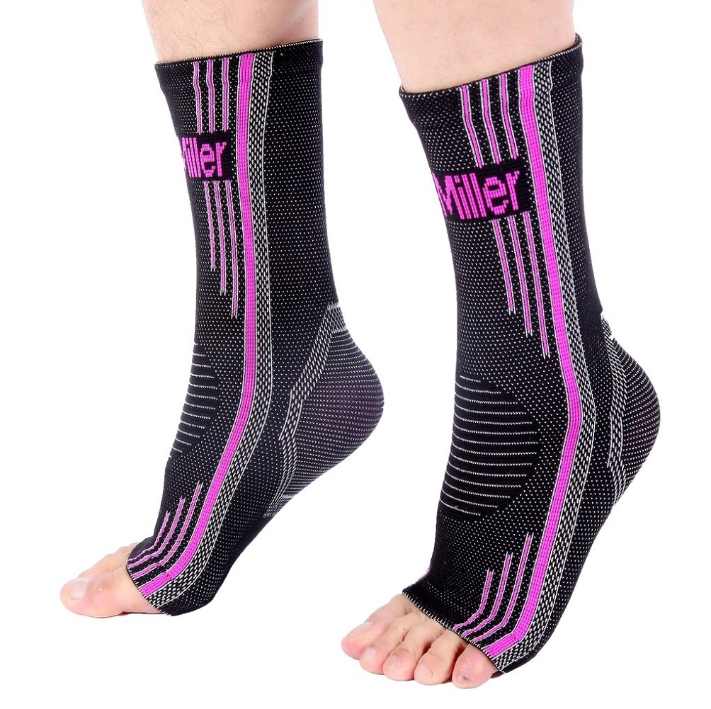 Doc Miller Ankle Brace Compression - Support Sleeve 1 Pair (Pink, XXL)