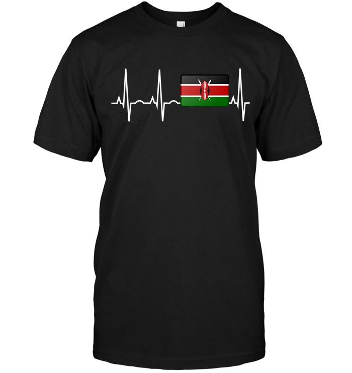 Kenya T Shirt Kenyan Heartbeat Gift Tee Kenya Flag Shirt TShirts