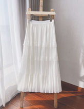 Pleated Tulle Skirt Black White Midi Length Custom Plus Size by Dressromantic image 2