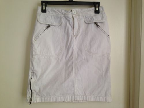 Gloria Vanderbilt White Cotton Sport Straight Skirt with Zippers Petite 4 - $11.65