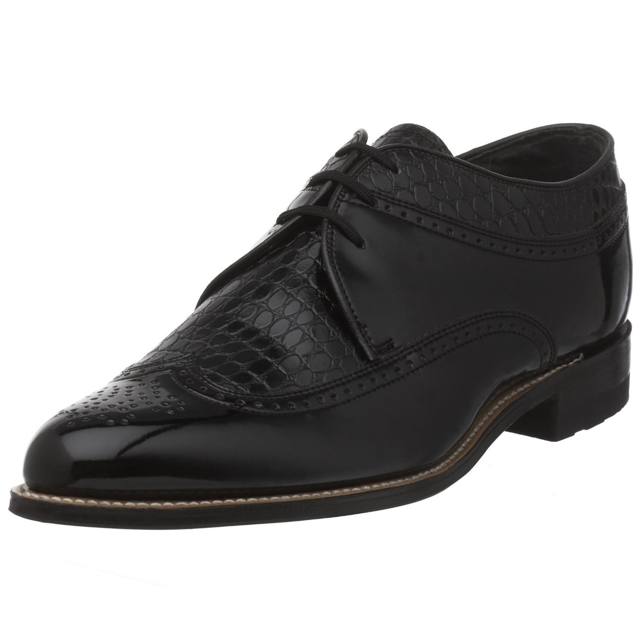 Stacy Adams Men's Dayton Wing-Tip Oxford Shoe Black Snak/Patent 10 1/2 ...