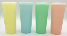 Vintage Tupperware Set of 4 Tumbler Cups 107 Pastel Colors with Lids SKU... - $24.99