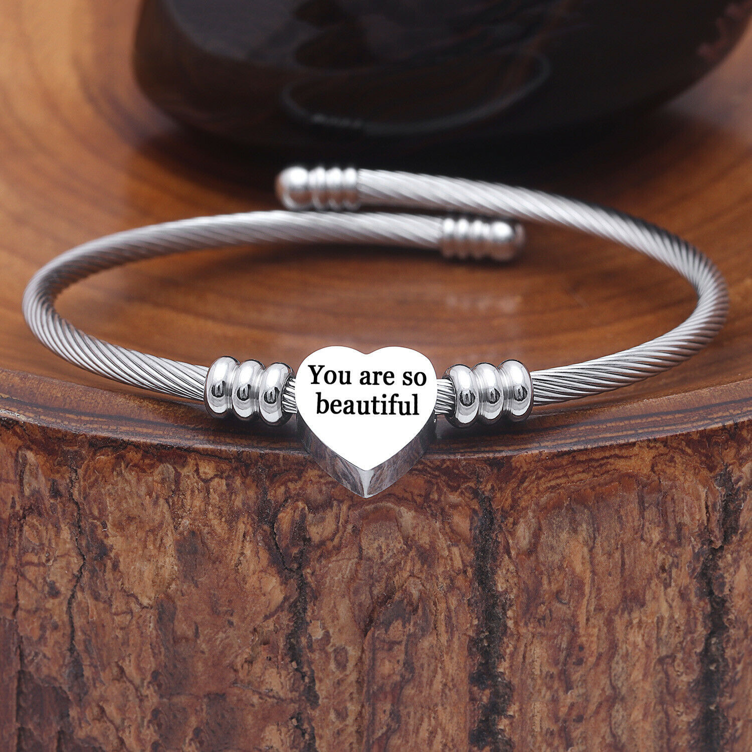 316L Stainless Steel Bangle Positive Inspirational Quote Cuff bracelets 2021
