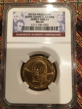 2008 P/&D John Quincy Adams One Dollar Coin Cover Limited Edition Mint code P26