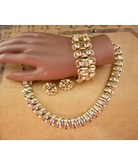 Vintage 50&#39;s Signed Parure - Lisner bracelet set - aurora borealis neckl... - $225.00