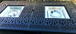 Luxury propane fire pit rectangle outdoor dining set 9 piece cast aluminum patio image 7