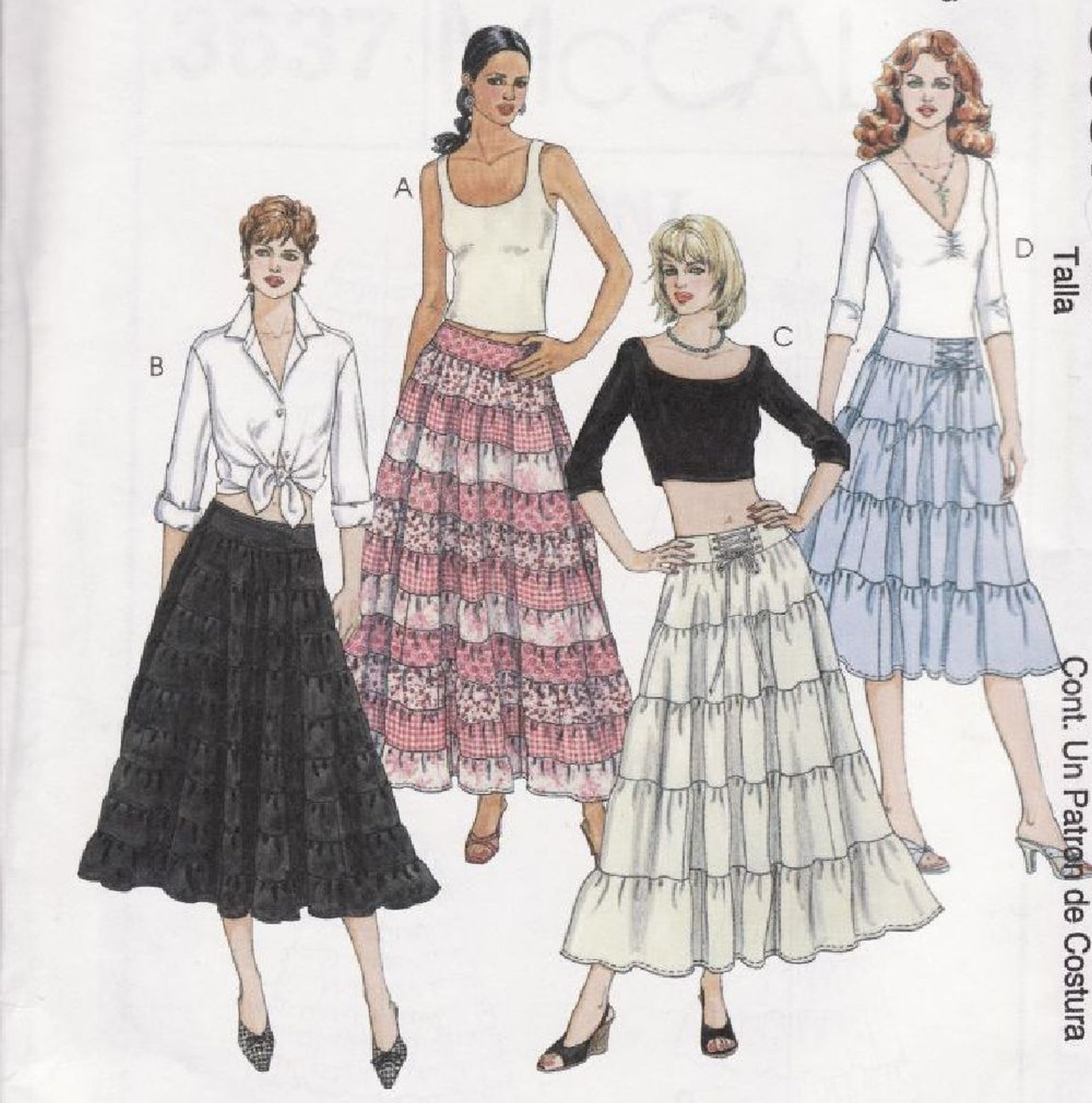 Misses Flared Tiered Square Dance Skirt 2 Lengths Sew Pattern 414 Sewing