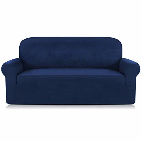 Stretch Navy Blue Sofa Covers Spandex Suede Sofa Cover Water Repellent