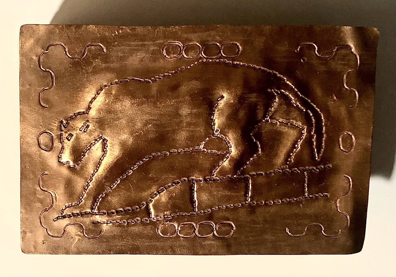 Western Arts and Crafts / Folk Art Hammered Copper Box Signed by Artist Copper