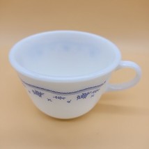Pyrex Coffee Mug Tea Cup White Milk Glass Morning Blue Flowers - $9.95