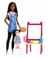 Barbie Art Teacher Playset with Brunette Doll &amp; Toddler Toy Art Easel Pa... - $23.99