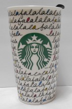 STARBUCKS 2011 Holiday Ceramic Coffee Travel CUP MUG + Lid Christmas Fa ... - $29.95