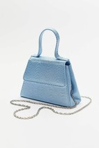 NWT Urban Outfitters Super Mini Trapezoid Bag Blue Fabric Chain Strap 90... - $26.93