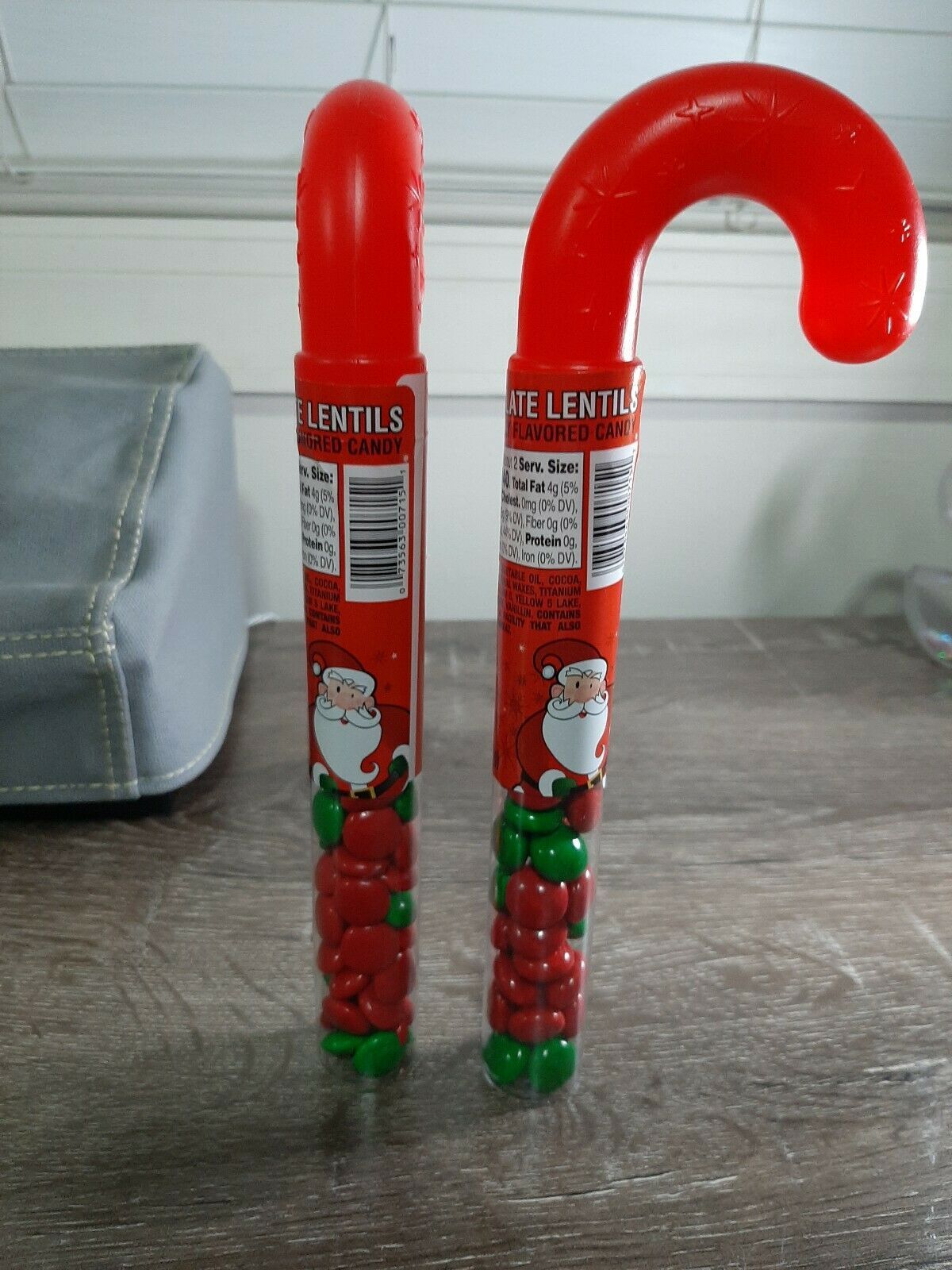 (2) Christmas Candy Cane Filled With Chocolate Lentils. 1.8 oz. Other