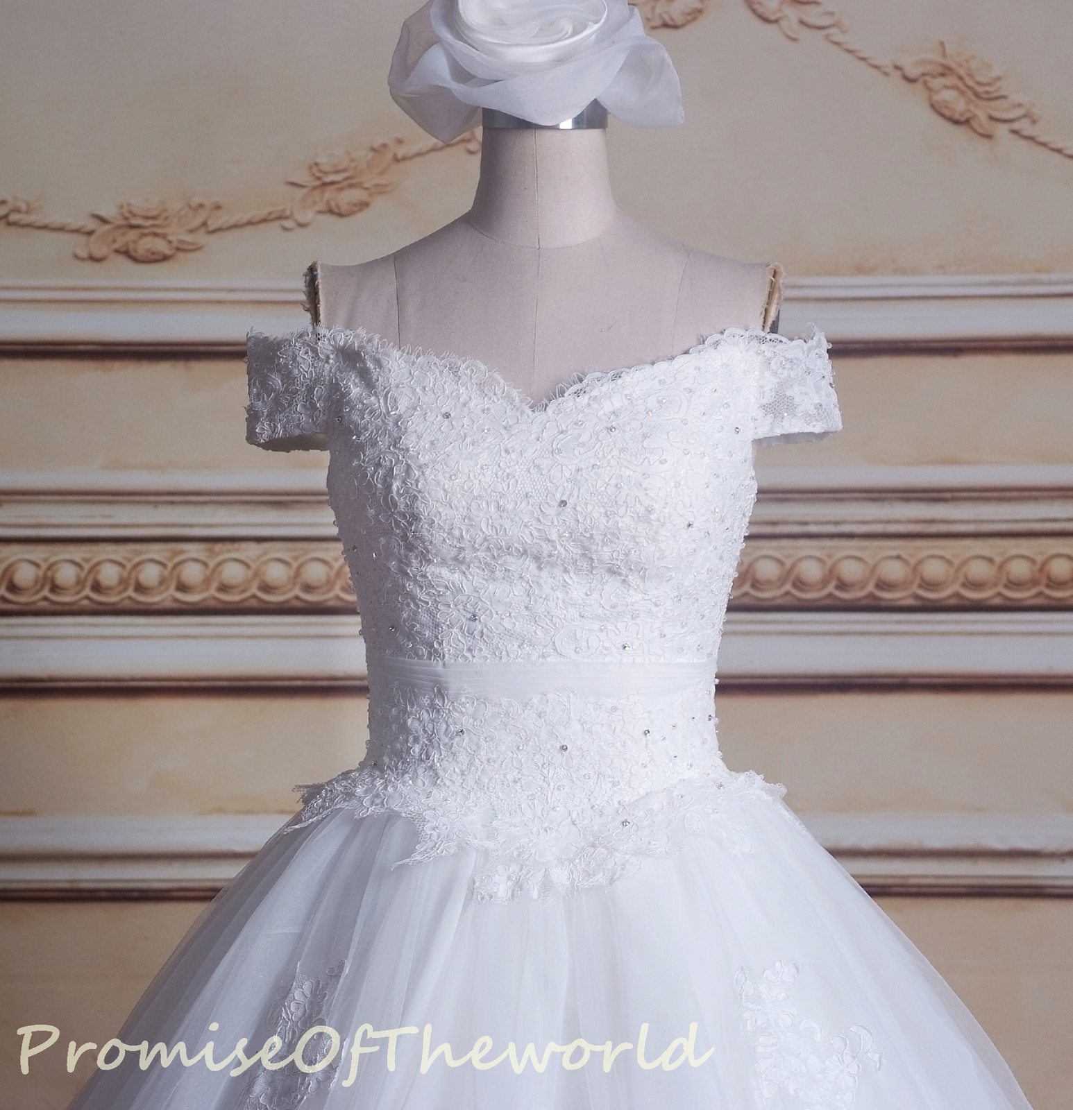 ivory off the shoulder gown