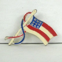 American Flag Enamel Brooch Pin Women 1.5 In Independence 4th July VTG C... - $19.79