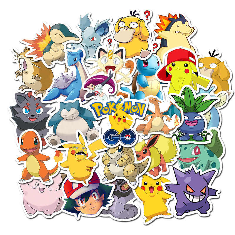 50Pcs Pokemon Spongebobs Stickers Aesthetic Cartoon Anime Sticker Notebo-Pokemon