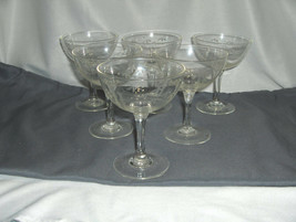 6 Vintage Noritake Crystal Tall Champagne Sherbet Goblets Etched Bamboo ... - $64.35