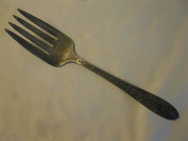 National Silver 1937 Rose &amp; Leaf Pattern Silver Plated 8&quot; Cold Meat Fork - $12.00