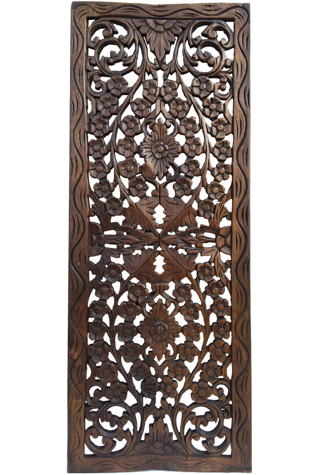 Carved Wood Leaf Wall Art Panel. Large Rustic Relief Wood