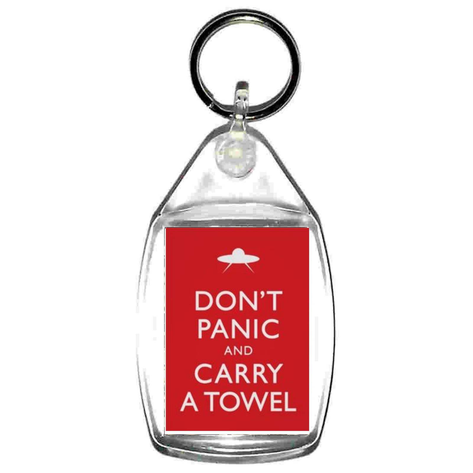 Keyring double sided keep calm carry a towel the vogons are coming design,