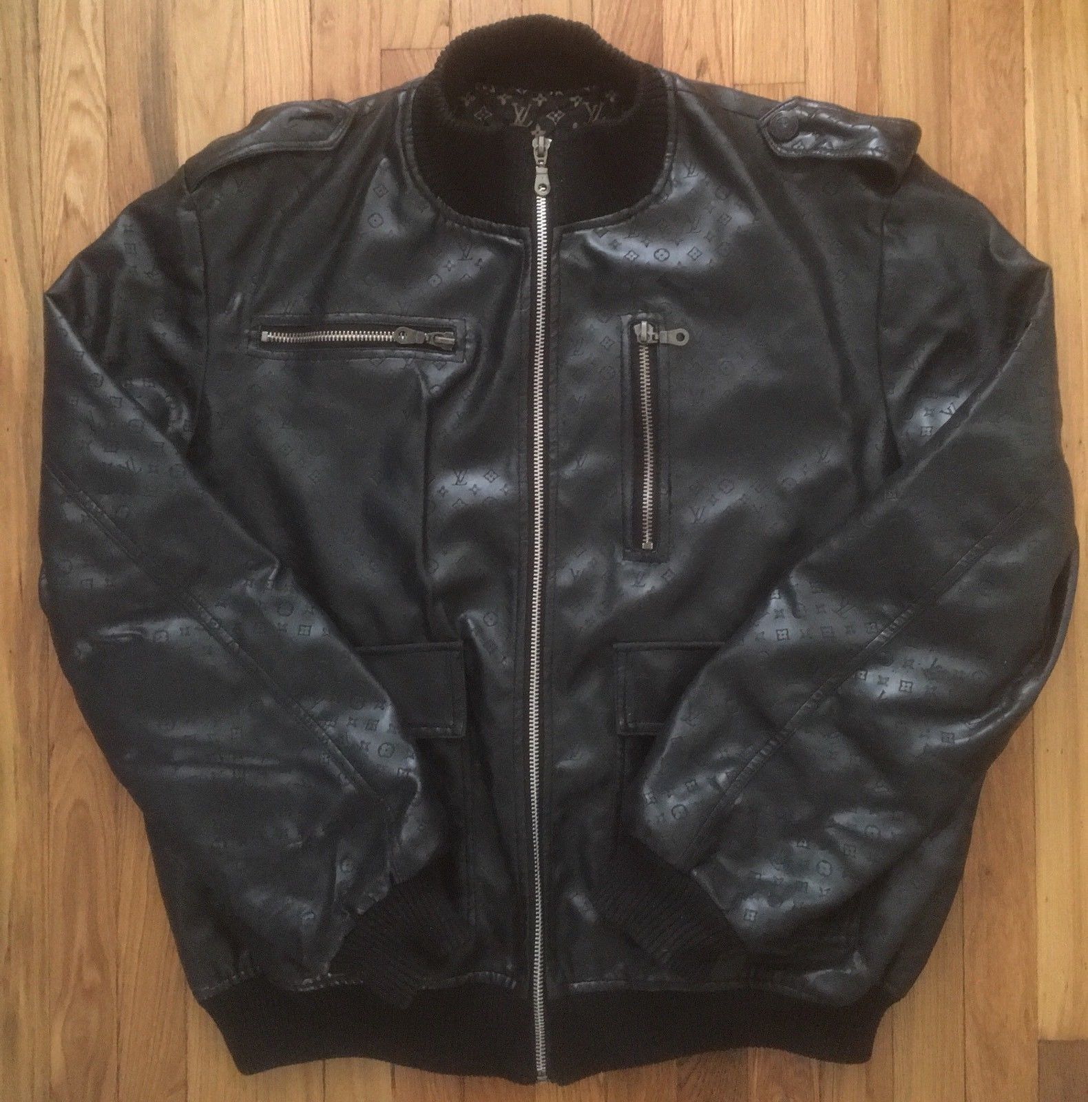 Dapper Dan Louis Vuitton LV Butter Soft Bomber Flight Leather Jacket ...