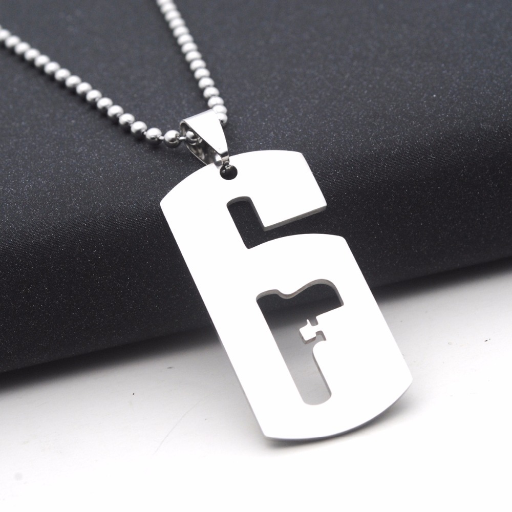 Sterling Silver Rainbow Six Siege Game Necklace Pendant for Men or Women