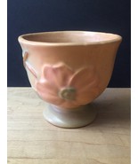 Vintage 50s Weller Wild Rose Pattern Low Footed Vase - $30.00