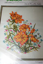 PARAGON 0213 Tiger Lilies Needlecraft Kit 18&quot; x 22&quot; Flowers Adele Veres - $47.03