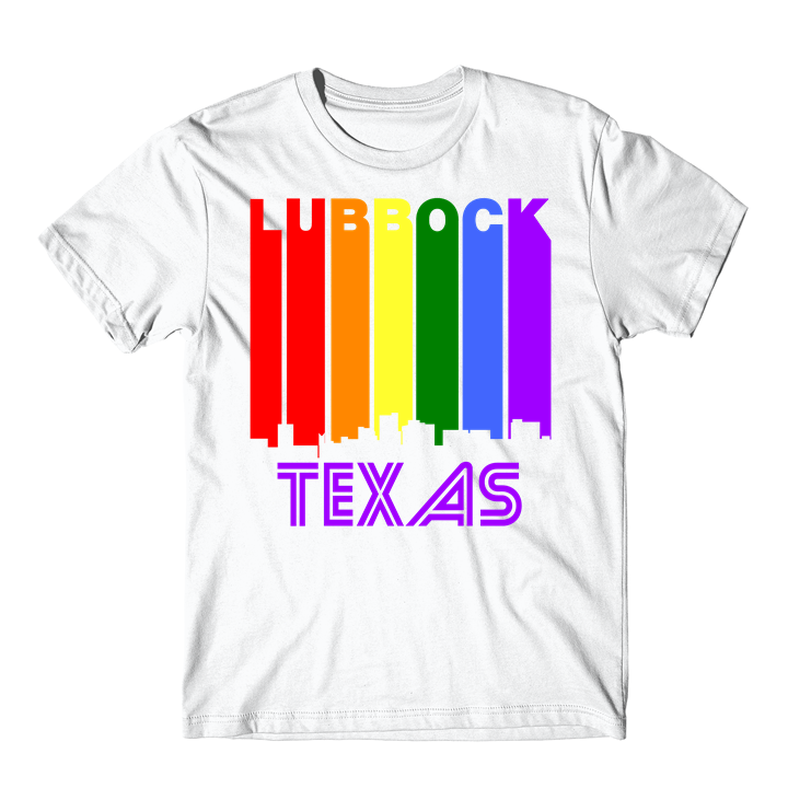 Lubbock Texas LGBTQ Gay Pride Rainbow Skyline TShirt TShirts, Tank Tops