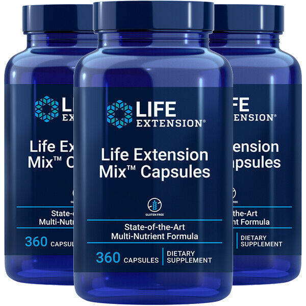 Life Extension Mix Capsules 3X360Caps Multivitamin Vitamin E/Amino Acid/Luteolin