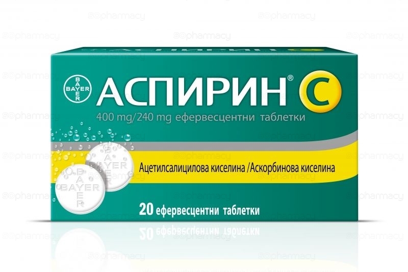 Aspirin C for colds and flu symptoms x 20 Bayer effervescent tablets