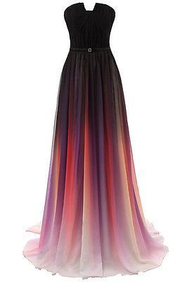 Strapless Gradient Chiffon Prom Dress Long Women Party Dress LC060903