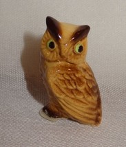 Vintage Miniature Bone China Owl Made in Japan Brown Tan - $15.78