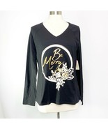 St John&#39;s Bay Womens Size S Small Black Gold Be Merry Christmas Holiday ... - $14.80