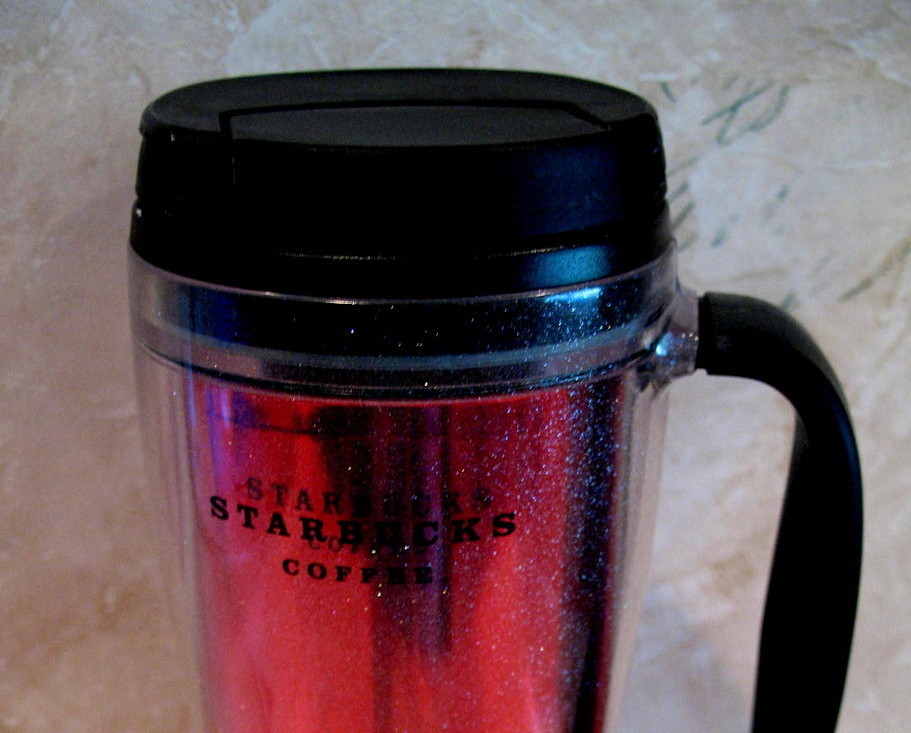  Starbucks Coffee Travel Mug Cup Tumbler Red Metallic 