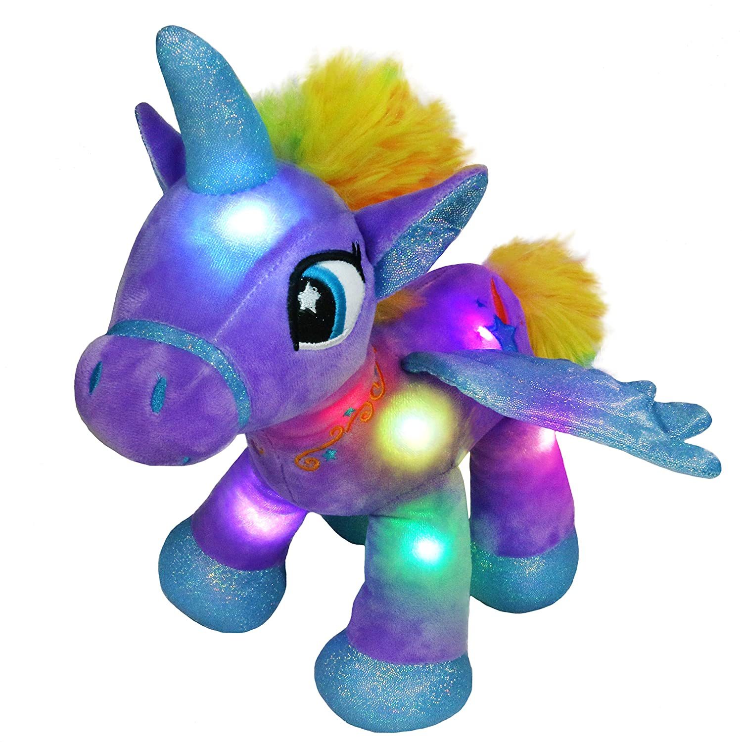 Glow Unicorn Light Up Stuffed Animal Soft Led Horse Toy Glitter Gift F
