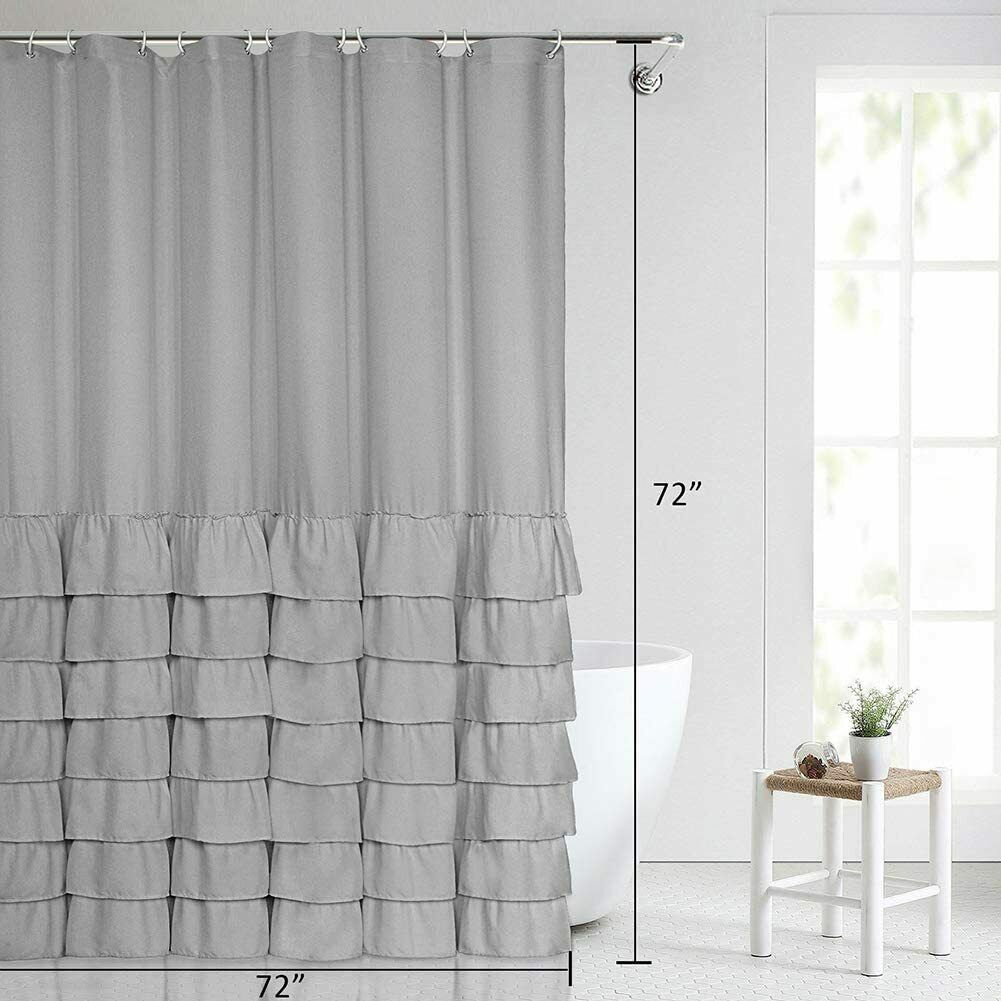 French Country Farmhouse Shabby Chic Gray Ruffle Ruffles Fabric Shower ...