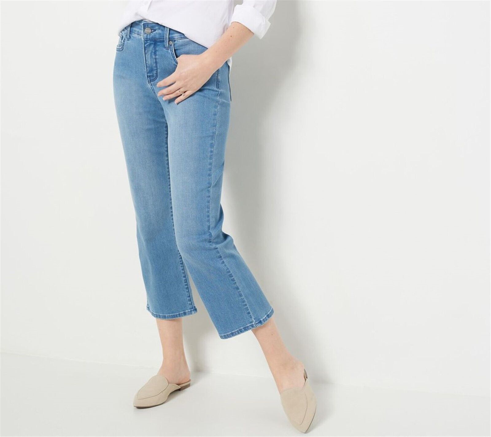 NYDJ Marilyn Straight Crop Jeans in Cool Embrace Elodie Elodie 12 NEW A489391
