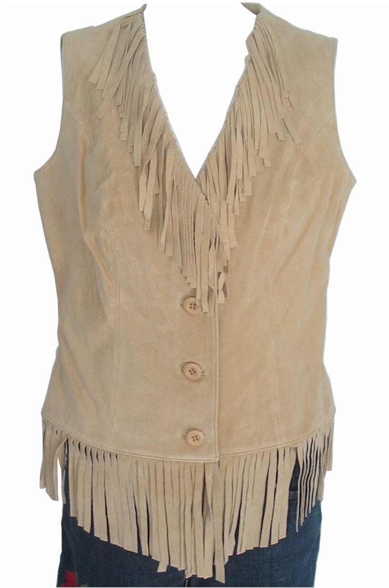 LEW MAGRAM Genuine Leather Suede Fringe Vest MEDIUM NWT Vests