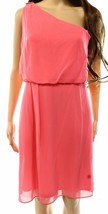 Adrianna Papell Women&#39;s Chiffon Embellished Cocktail Coral Dress Size 14 - $17.86