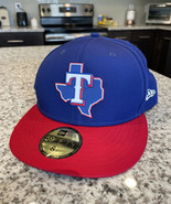 Texas Rangers New Era 59Fifty MLB Batting BP Blue Red Fitted Hat Cap Siz... - $39.59
